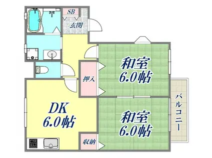 フレグランス ジャスミン(2DK/2階)の間取り写真