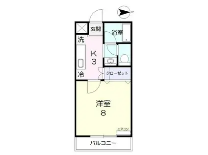 コーポ半田5(1K/3階)の間取り写真