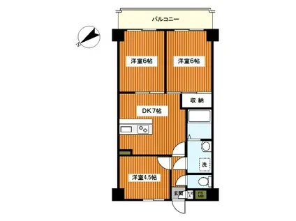 プチメゾンランセル(3DK/2階)の間取り写真