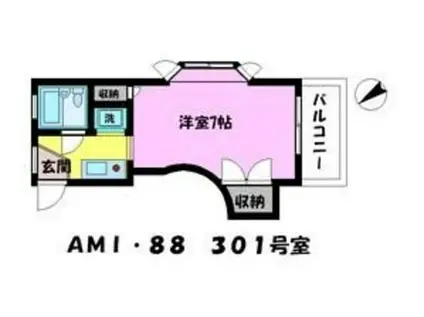 AMI・88(1K/3階)の間取り写真