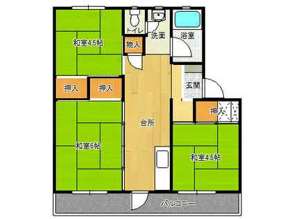 有野団地(3K/3階)の間取り写真
