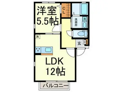 フェリシエ(1LDK/2階)の間取り写真
