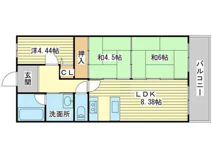 ユニライフ姫路白浜の宮(3LDK/2階)の間取り写真