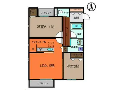 TレジデンスIII(2LDK/1階)の間取り写真