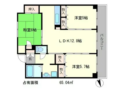 フォレストグリーン宝ヶ池(3LDK/4階)の間取り写真