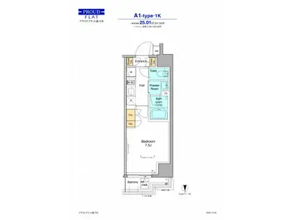 プラウドフラット森下IV(1K/6階)の間取り写真