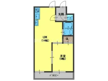 北島ハイツ(1LDK/3階)の間取り写真