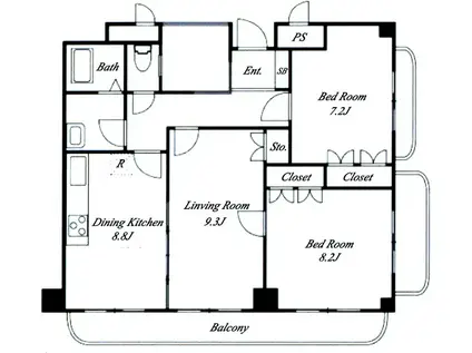 ラスターハウス(2LDK/3階)の間取り写真