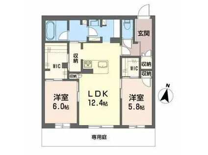 シャーメゾンコンフォーザ(2LDK/1階)の間取り写真