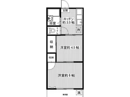 ハイツ美乃和(2K/1階)の間取り写真