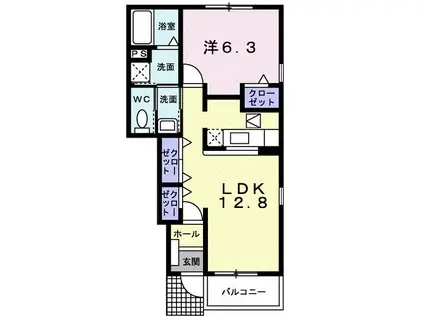 ヴィラージュY(1LDK/1階)の間取り写真