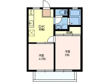 セゾン谷塚(2DK/1階)の間取り写真