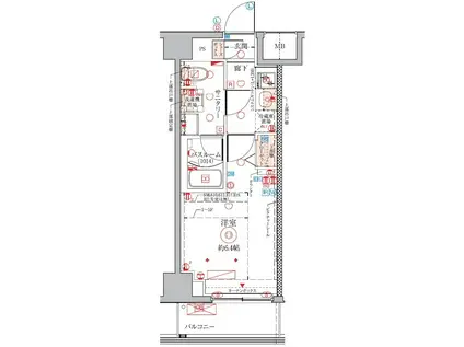 クレヴィスタ武蔵中原(1K/2階)の間取り写真
