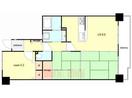 マイシティおおさか2番館(3LDK/15階)の間取り写真