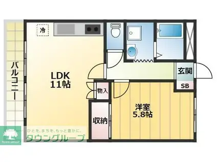 アネックスおゆみ野(1LDK/2階)の間取り写真