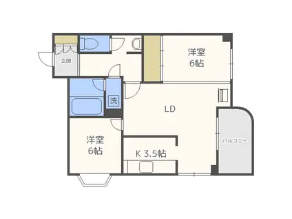 メゾンドブーケパーク(2LDK/6階)の間取り写真