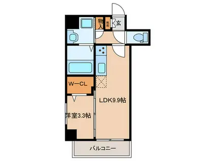 COCOR SHINSAKAE(1LDK/9階)の間取り写真