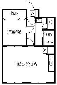 丸タカビル(1LDK/2階)の間取り写真
