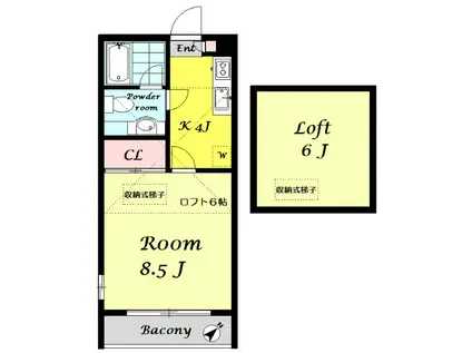 サンヴィアーレNAKAII(1K/2階)の間取り写真