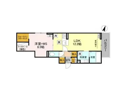 D-ROOM北越谷3丁目PJ B棟(1LDK/1階)の間取り写真