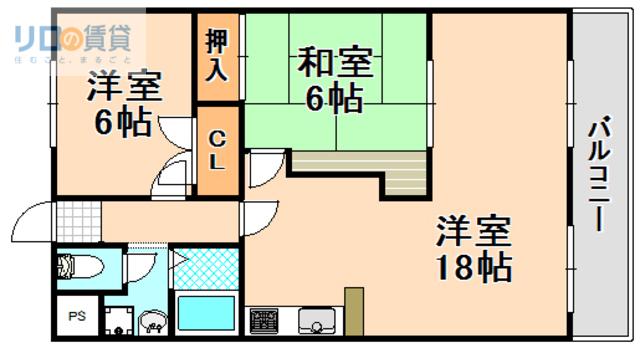 グランドメゾン昆陽(2LDK/3階)の間取り写真