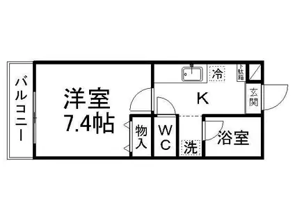全健ハイム八木山I(1K/2階)の間取り写真