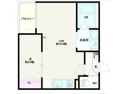 JACK SHUKUCHIII(1LDK/2階)の間取り写真