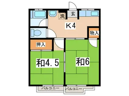 グリーンヒル(2K/1階)の間取り写真