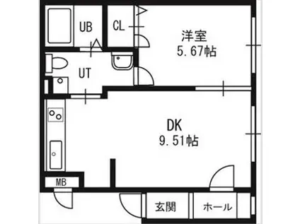 PRESENCE発寒南2(1LDK/3階)の間取り写真