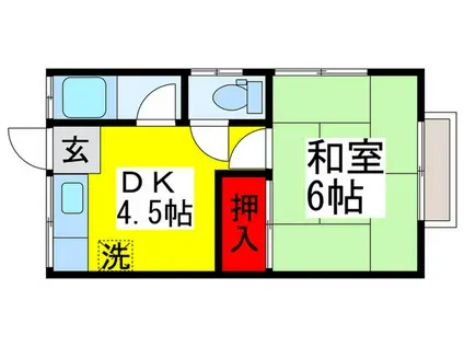 コーポ石川(1DK/2階)の間取り写真