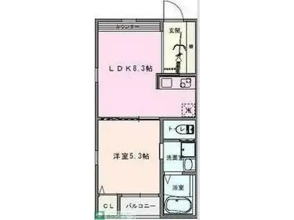 COSMO VILLA KASUKABE(1LDK/1階)の間取り写真