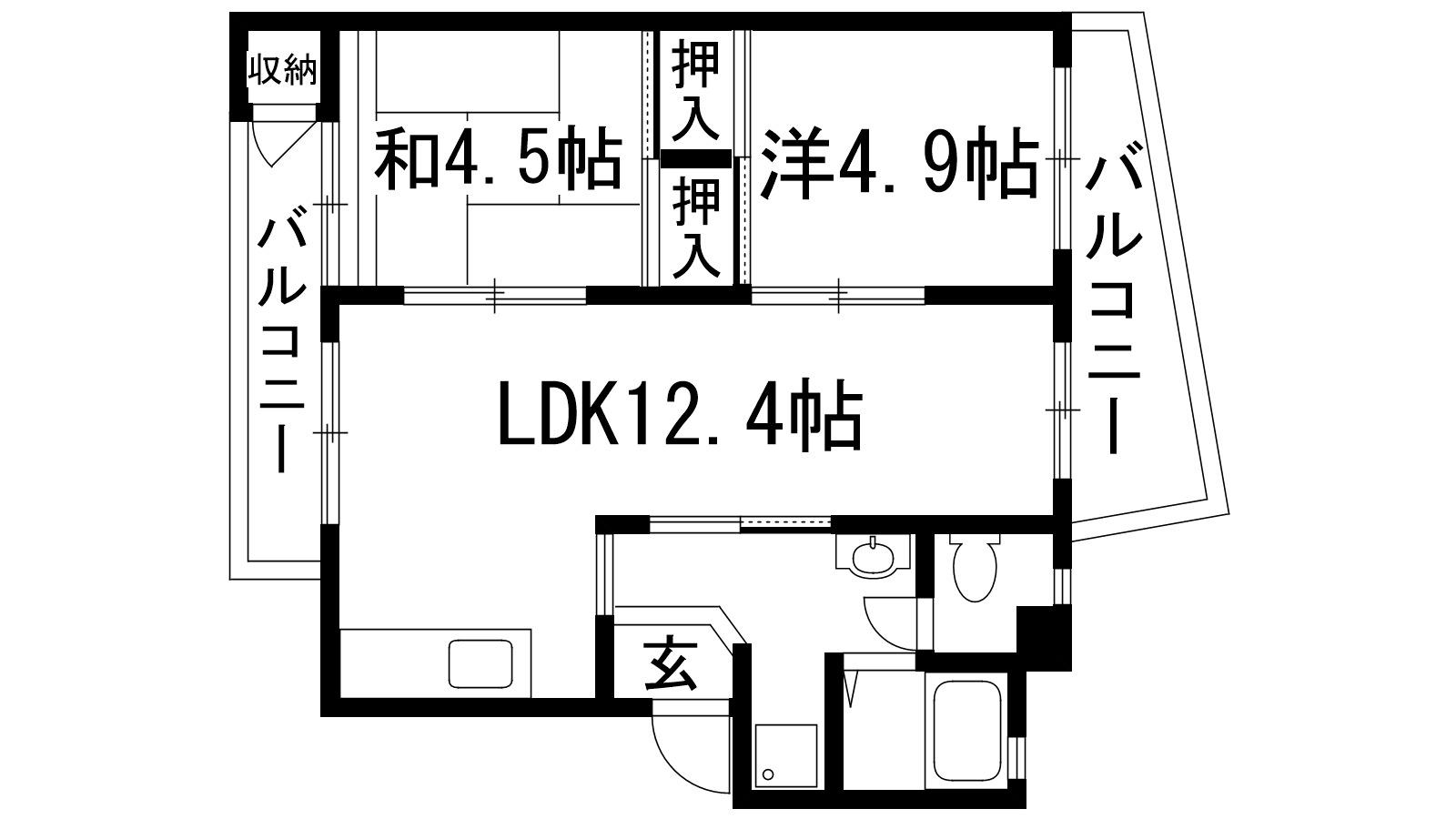 逆瀬川20号棟(2LDK/4階)の間取り写真