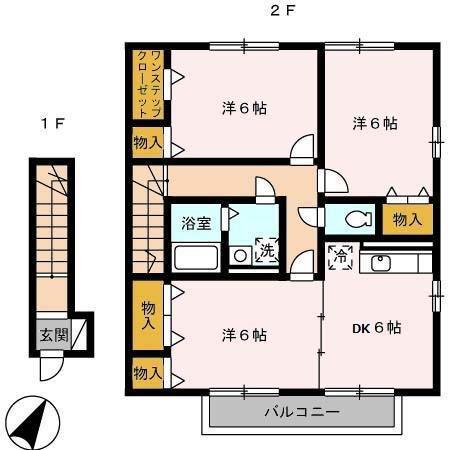 フルール A(3DK/2階)の間取り写真