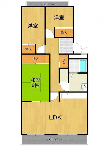 エスペランサ宝塚弐番館(3LDK/3階)の間取り写真