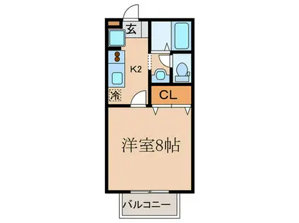セジュール雅II(1K/1階)の間取り写真