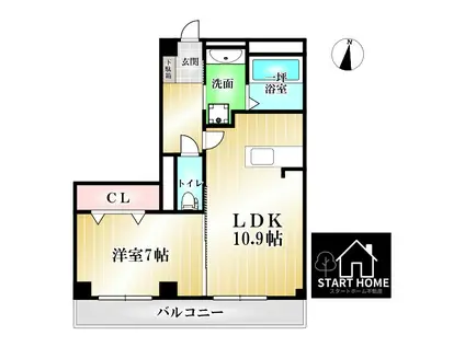 モンプリミエ ルラシオン I(1LDK/1階)の間取り写真