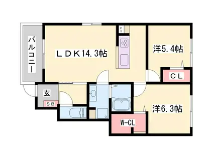 エクセルメゾンあすか(2LDK/1階)の間取り写真