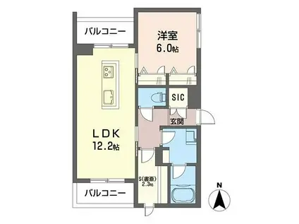 プレチオーサ西六郷(1LDK/3階)の間取り写真