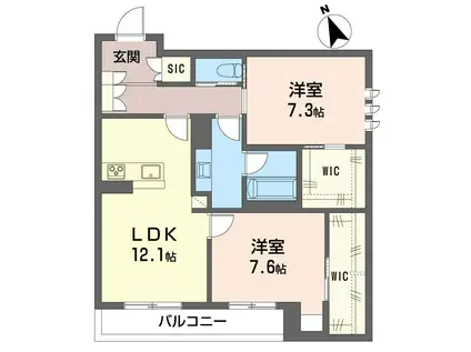 ジ ワン 今泉(2LDK/3階)の間取り写真