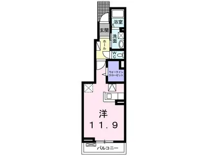 ブリエ・サンシャインII(ワンルーム/1階)の間取り写真