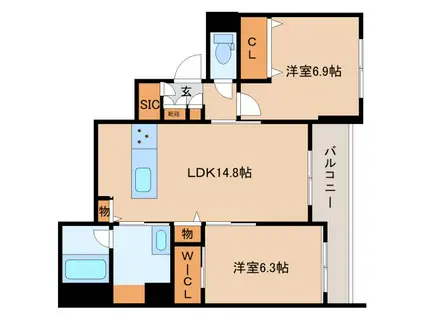 シャーメゾン西大寺南(2LDK/2階)の間取り写真