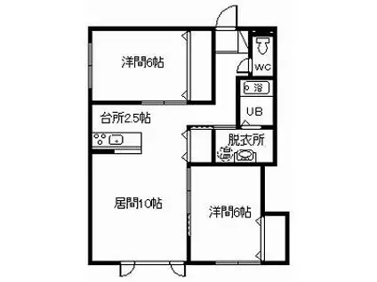 ハイグランド2(2LDK/2階)の間取り写真