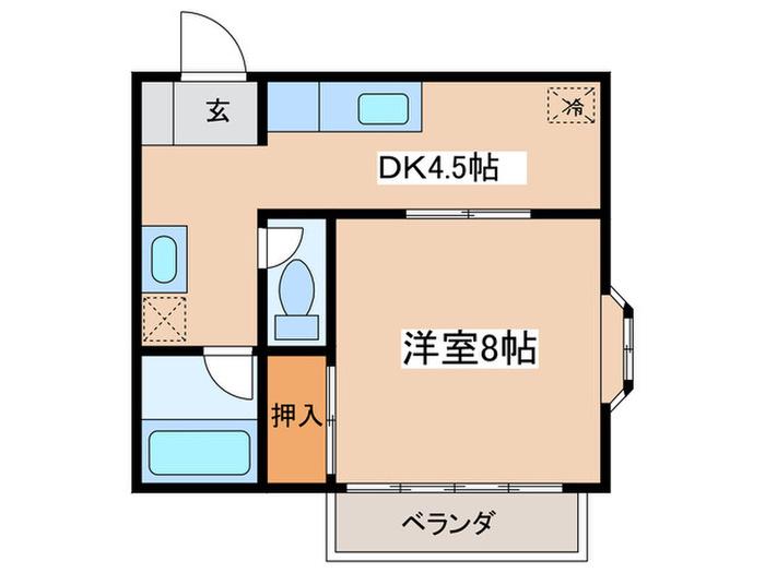 ハイツ草山I(1DK/2階)の間取り写真