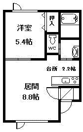 クラージュ(1LDK/2階)の間取り写真