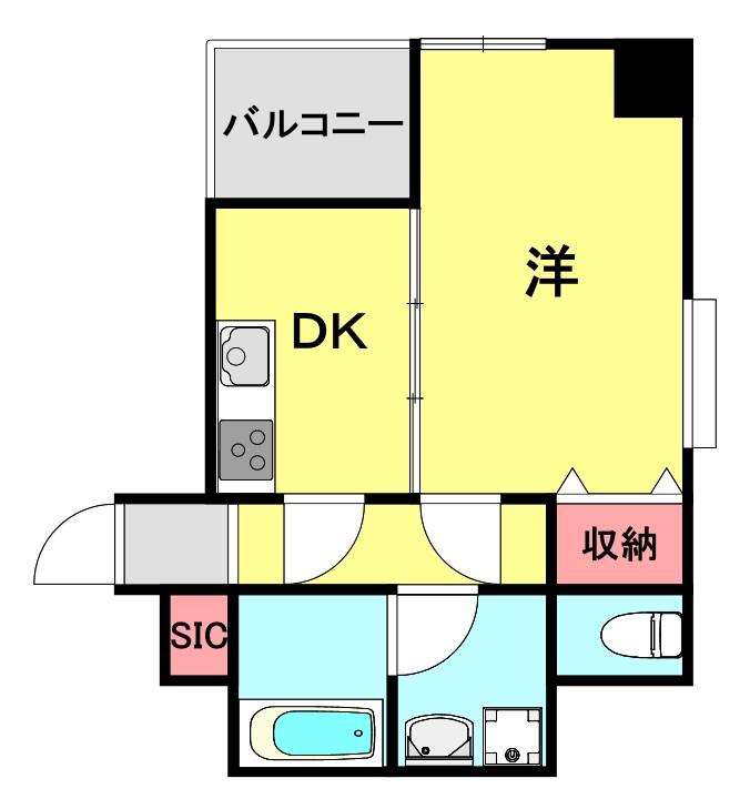 オープンセサミ元町通(1DK/4階)の間取り写真