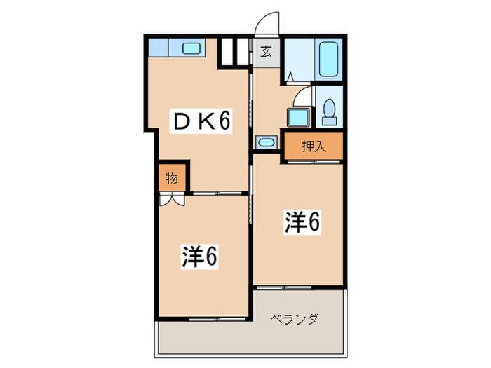 ヴィヴィットヒル(2DK/3階)の間取り写真