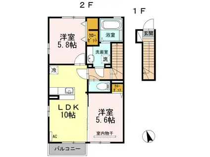D-ROOM中山(2LDK/2階)の間取り写真