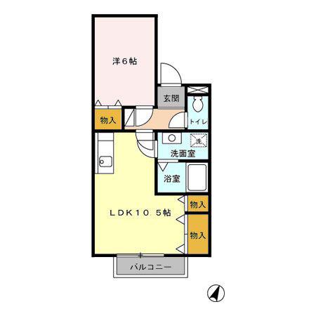 フレマリール新井田(1LDK/2階)の間取り写真