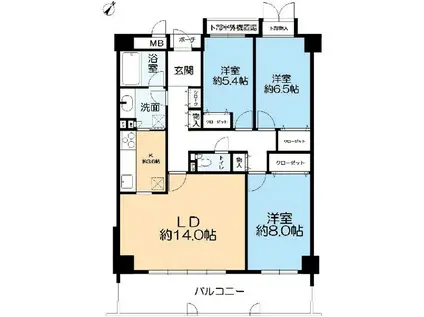 グランコリーナ西神南7番館(3LDK/10階)の間取り写真