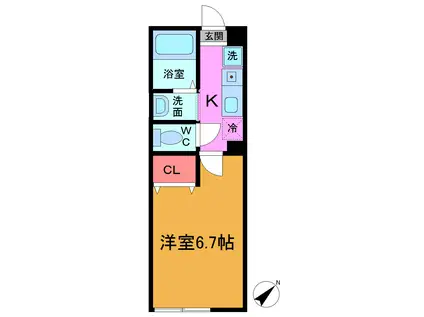 グランフェリオ習志野(1K/1階)の間取り写真